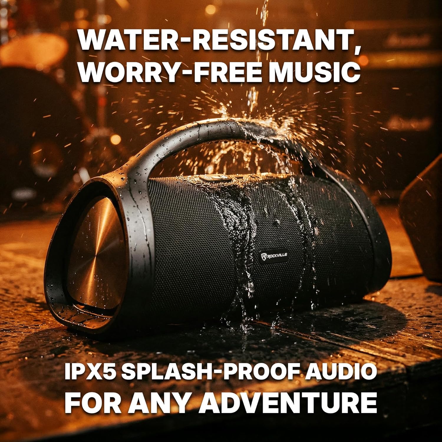 Rockville Sonic-XXL 70W Portable Bluetooth Speaker, Deep Bass, IPX5 Water-Resistant, 33 Ft Bluetooth Range, 24-Hour Battery, USB/SD Playback, for Outdoor Use
