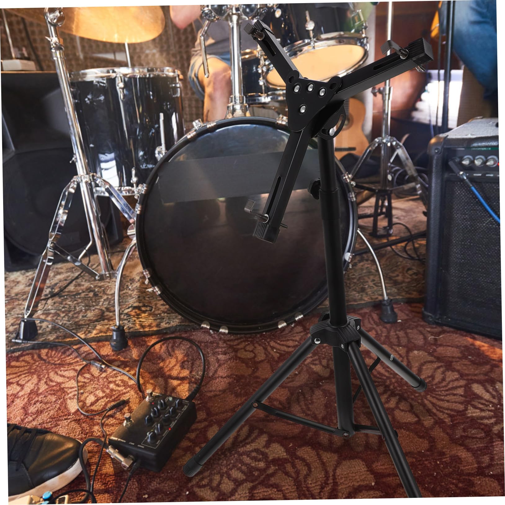Stojak Na Perkusję Alloy Dumb Drum Rack Do Przechowywania W Kolorze Czarnym Łatwy W Montażu Do Ćwiczeń Na Instrumentach Muzycznych