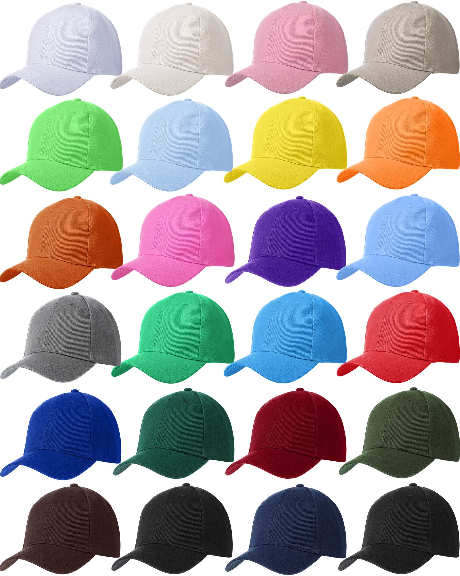 Coume 23 Pieces Adjustable Baseball Caps Retro Dad Hat Sports Hats for Women Blank Plain Baseball Hats for Running Workouts Multi Colored, Multi Colored, One Size-Medium