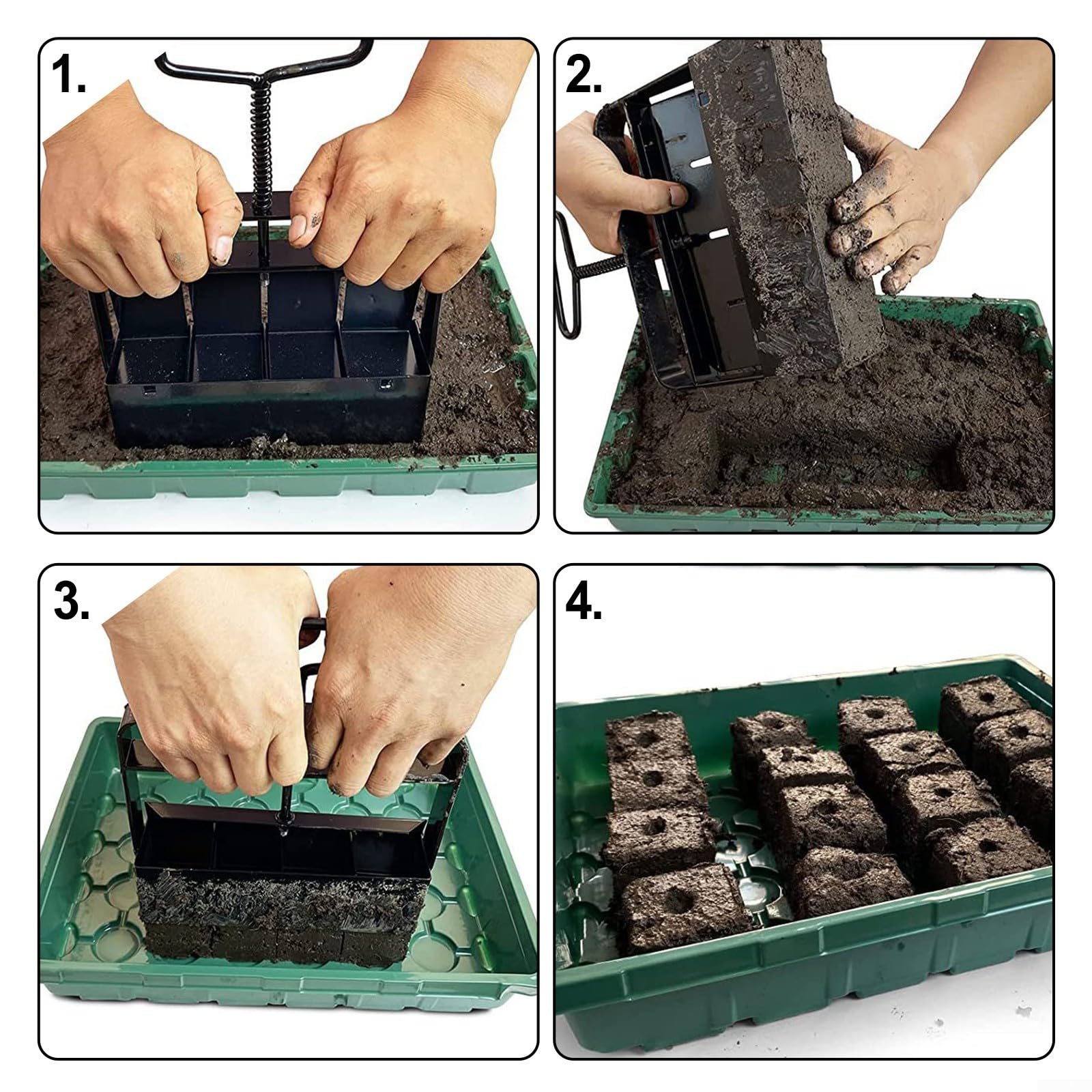 Juego de 5 Piezas de compactadores de Tierra manuales: compactador Cuadrado Manual para jardinería, germinación de Semillas, Herramienta ecológica para Bloques