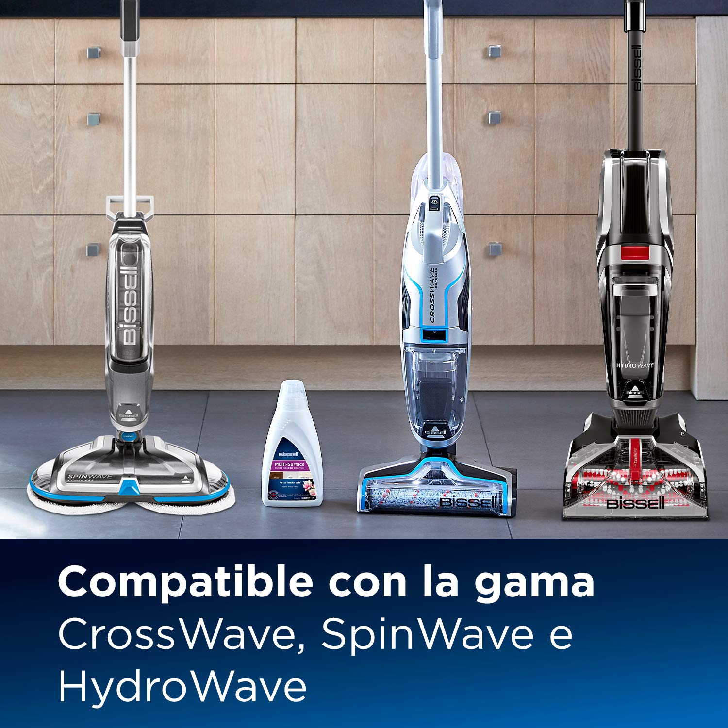 BISSELL Solución Multisuperficie para Suelos 1 L Pack de 6 3932 | Para suelos laminados, baldosas y alfombras, aroma brisa primaveral, ideal para CrossWave, SpinWave y HydroWave