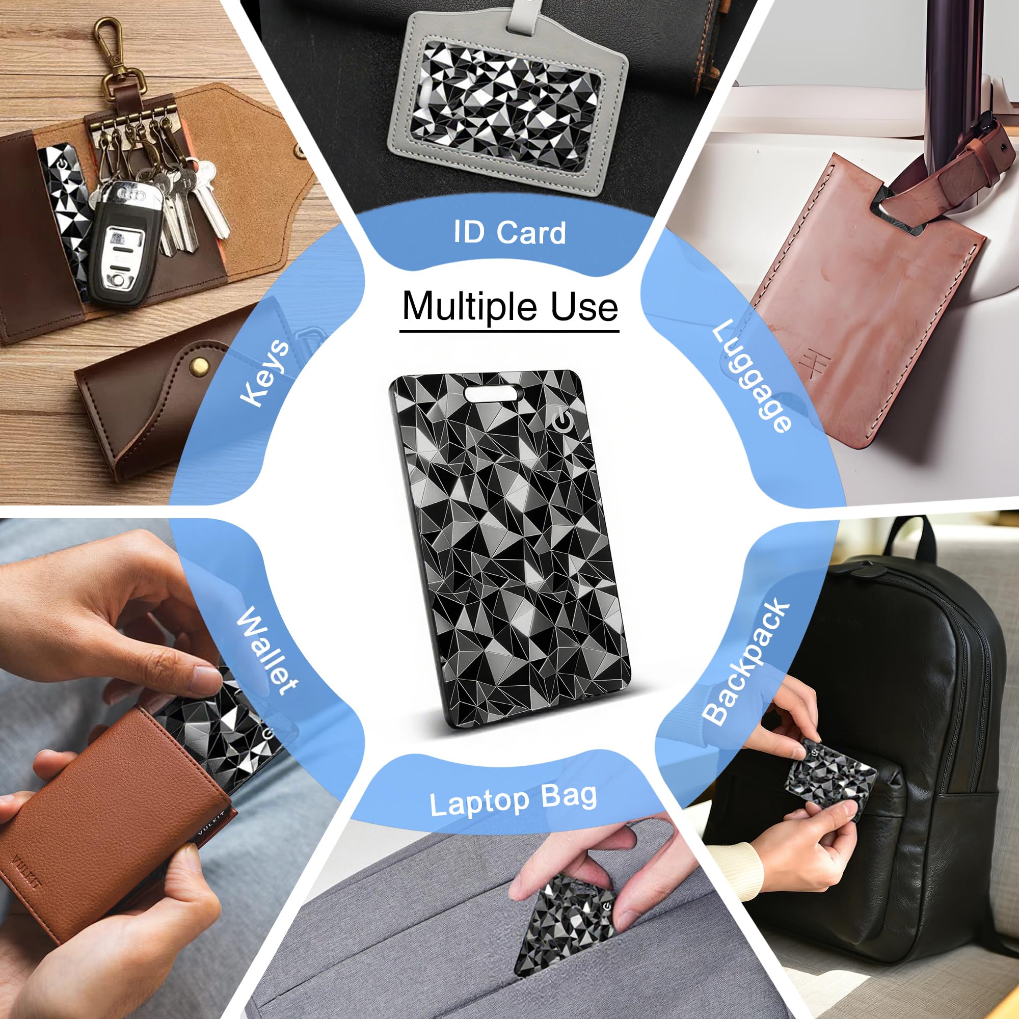 Portafoglio Tracker Card per Apple Find My (solo iOS), Bluetooth Smart Card Wallet Finder, IP68 impermeabile, 1,6 mm Slim Card Tracker per portafoglio, chiavi, etichette bagagli, passaporto, nero