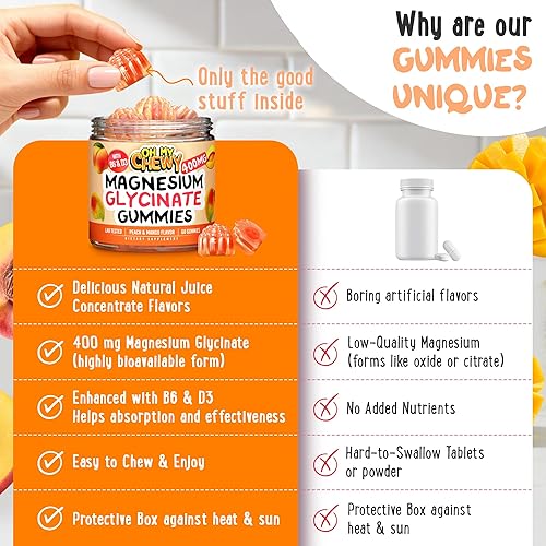 Miniatura 4 de Gomitas de glicinato de magnesio rellenas en el centro de 400 mg  Alta absorción para niños, adolescentes y adultos  Suplemento para dormir, calma y