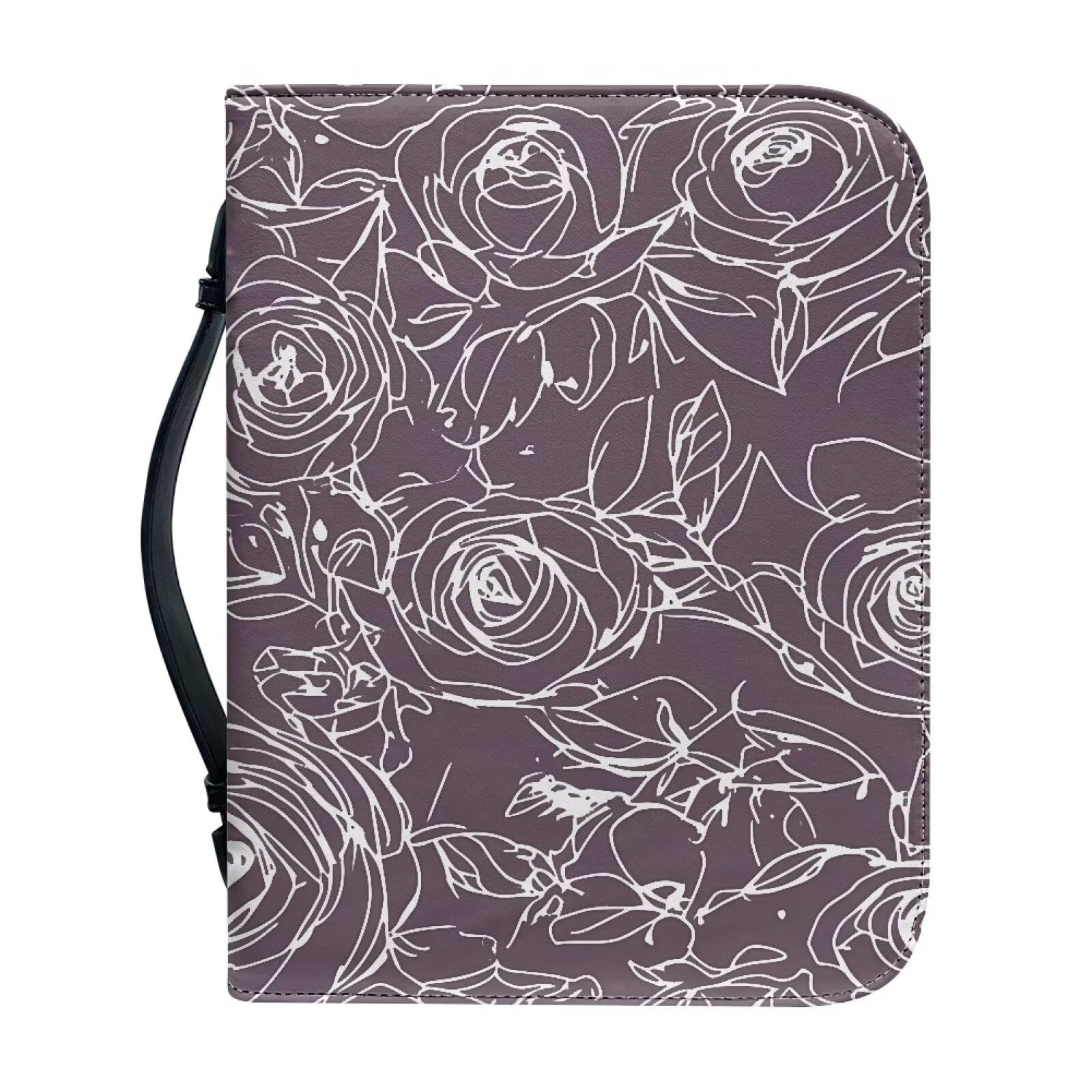 Kuiaobaty Rose Floral Line Painting Bible Case Organizer,Abstract Art Rose Flower Carrying Book Case Church Bag Bible Protective with Inside Pocket