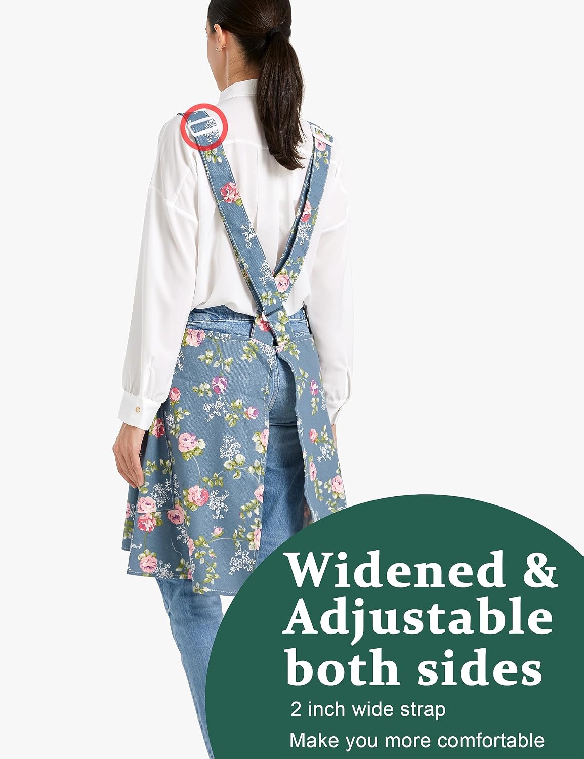 Cozy Adjustable Cross Back Aprons for Women with Pockets Cotton Linen Cooking Kitchen Baking