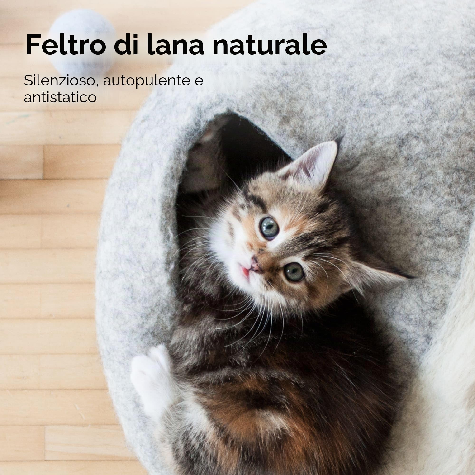 LucyBalu® Catcave Cuccia per gatti in feltro di lana I Grigio chiaro