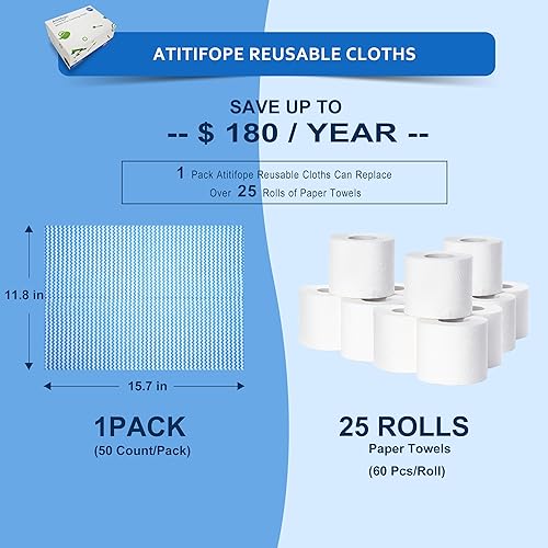 Miniatura 5 de Paños reutilizables multiusos, toallitas resistentes para cocina, baño y automóvil (50 unidades (paquete de 2))