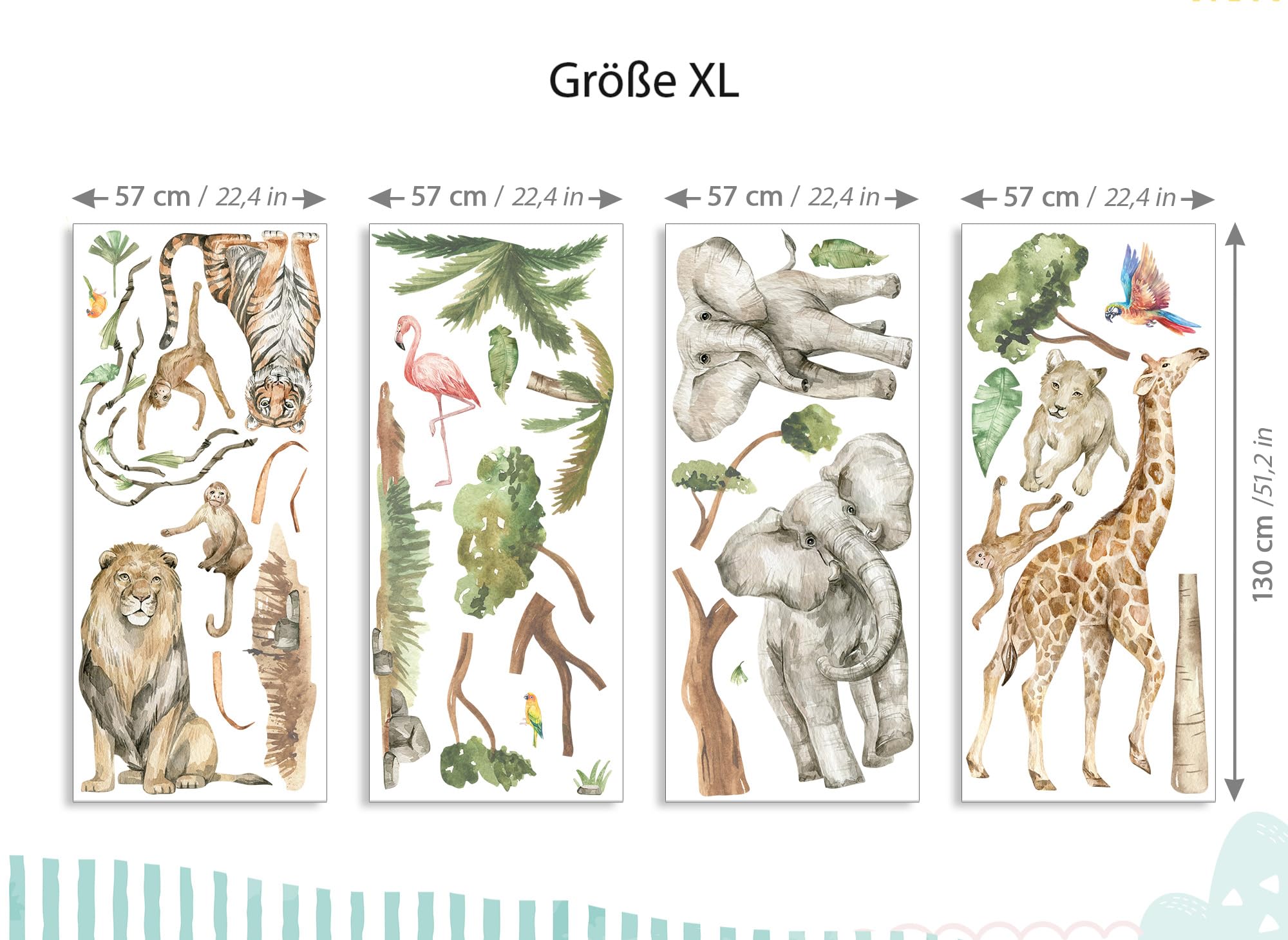 Stickers Muraux XXL Animaux Jungle Safari Lion - DEKO KINDERZIMMER - Chambre Enfant Bébé