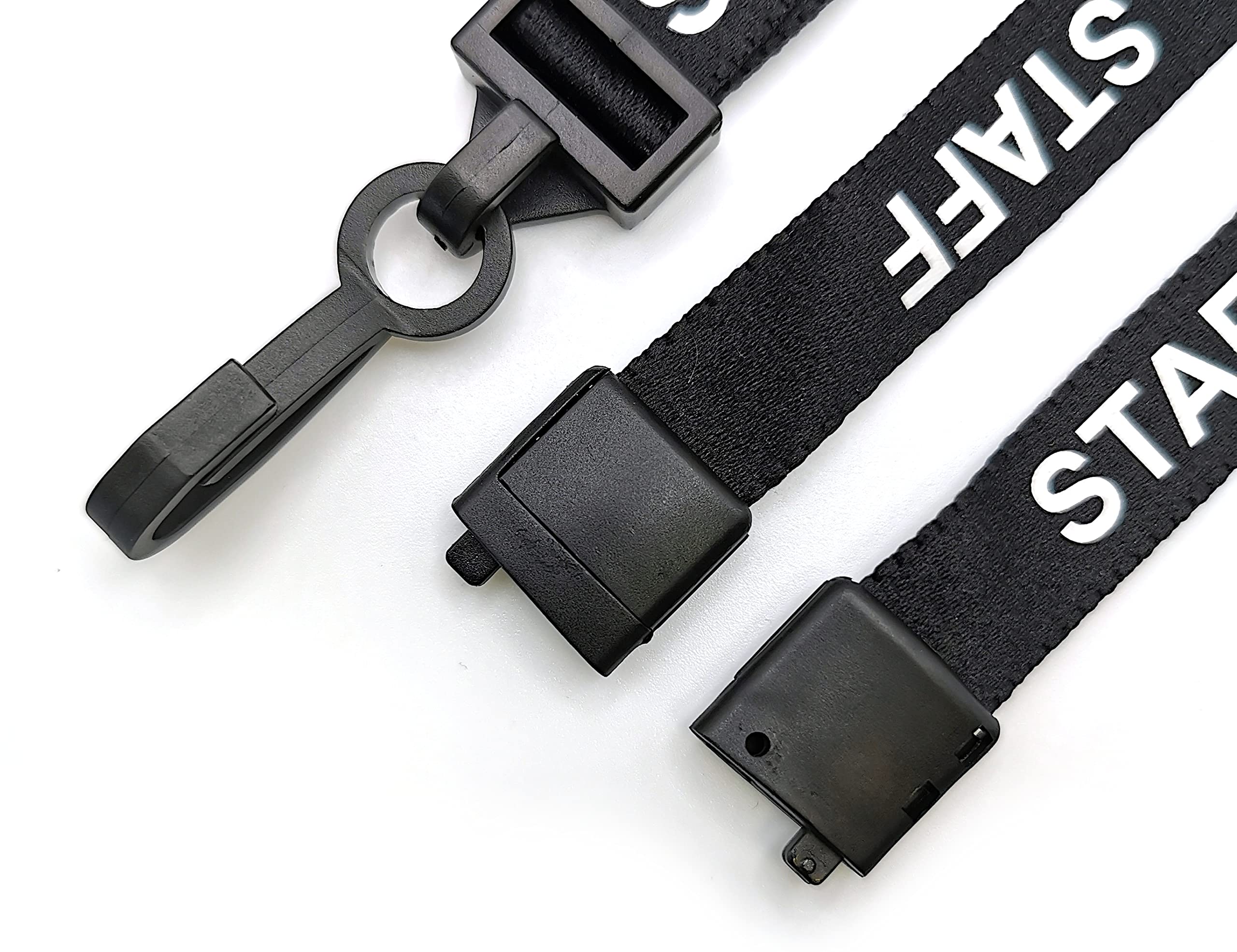 Black Staff Lanyards for Staff ID with Safety Break and Plastic Clip - Pack of 100, Plastic J Clip - Image 3