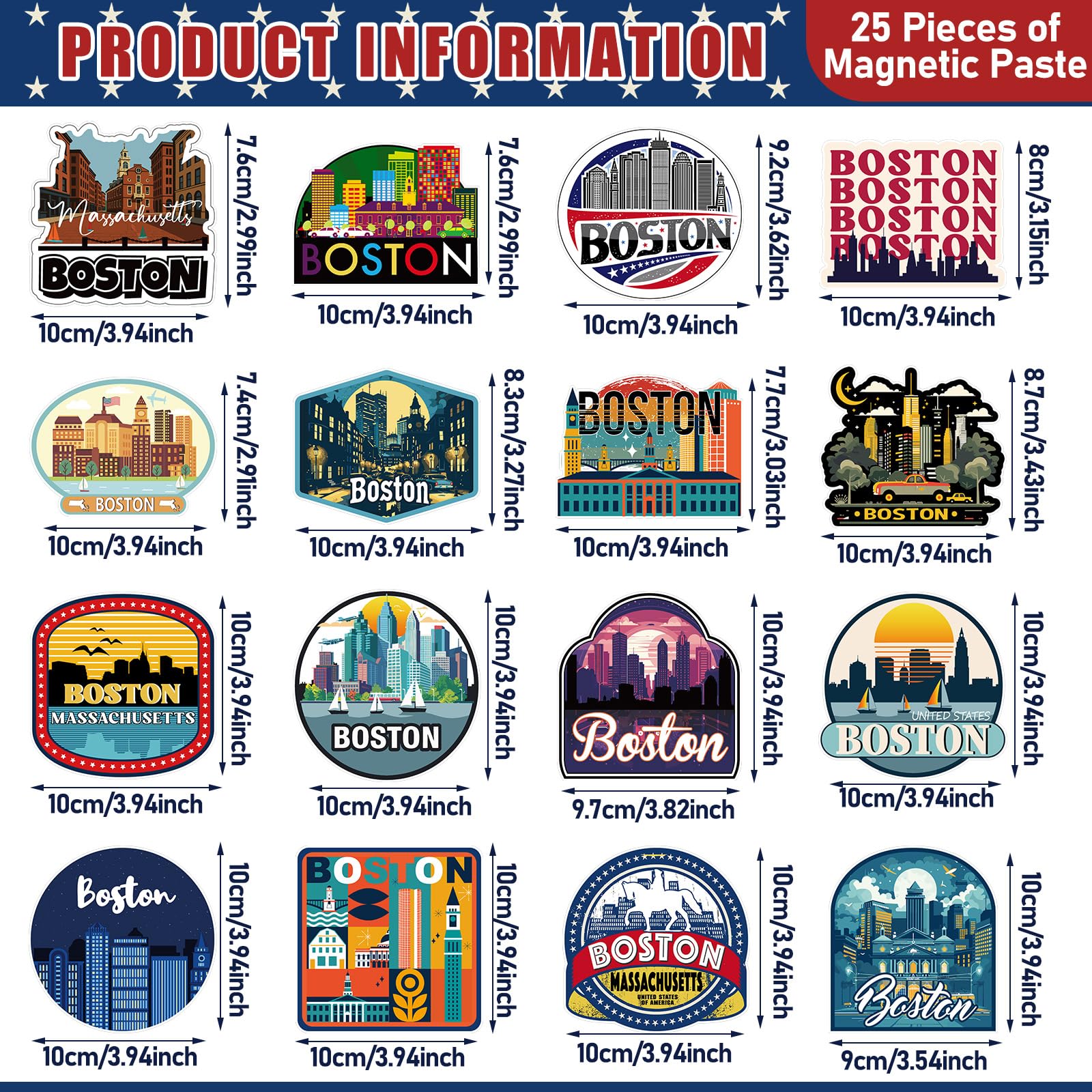 Snapklik.com : 25 Pcs Boston Fridge Magnet Magnetic Refrigerator ...
