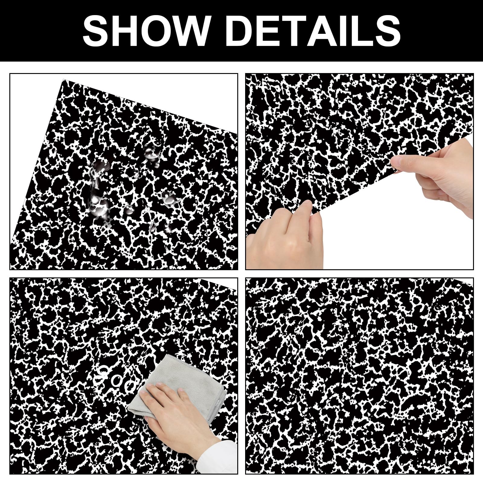 PerKoop 2 rollos de papel para tablón de anuncios de 3.9 x 12 pies, papel de fondo para decoración del hogar, oficina, escuela, aula (blanco y negro)