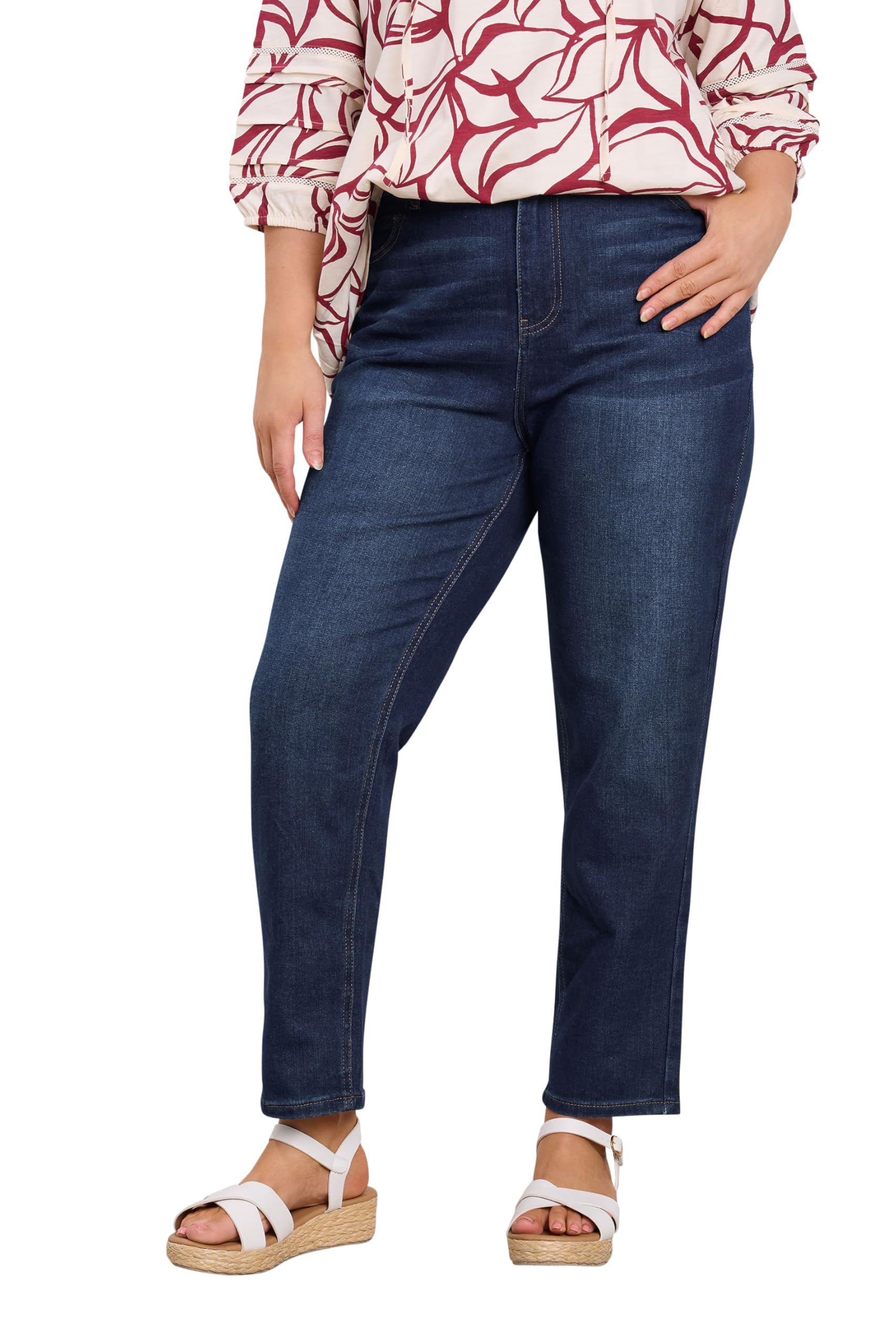 Evans Women's Indigo Curve Blue Denim Mom Jeans - Plus Size Curve