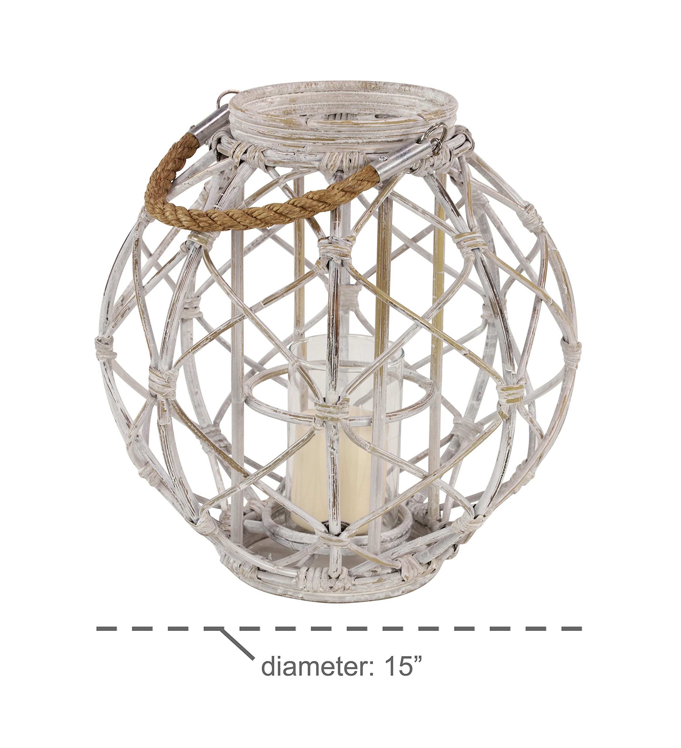 Deco 79 Lanterne à bougie en corde de verre 94953, 12,7 x