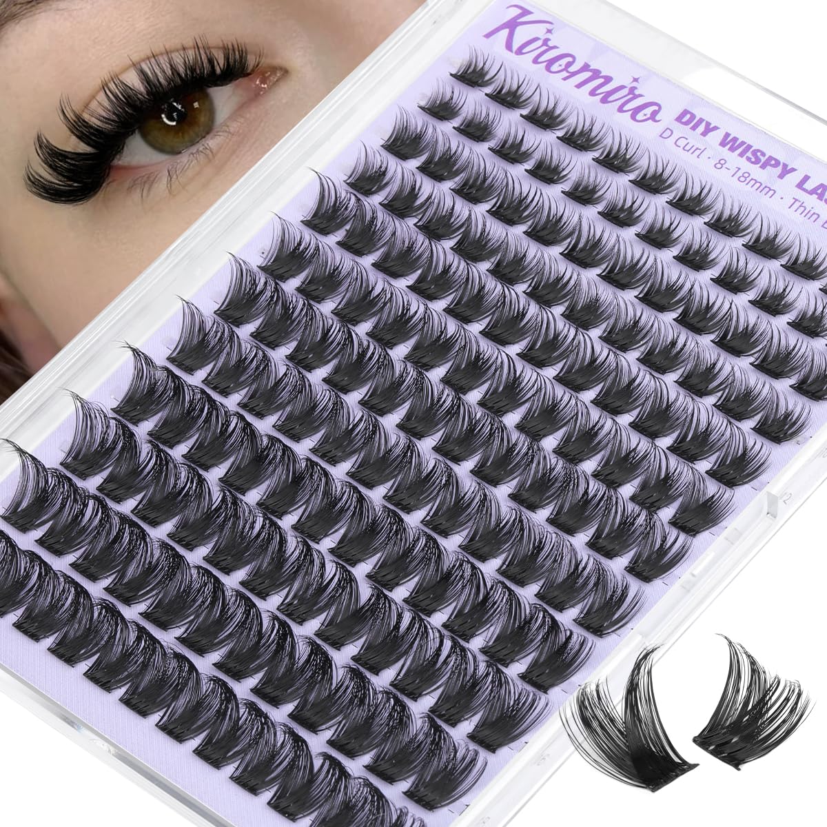 Photo 1 of ***MISSING LASHES***Kiromiro Wispy Lash Clusters DIY Lash Extensions 8-18mm C Curl Cluster Eyelash Extensions 144pcs Wispy Eyelash Clusters Natural Cluster Lashes Individual Lash Extensions for Daily Look