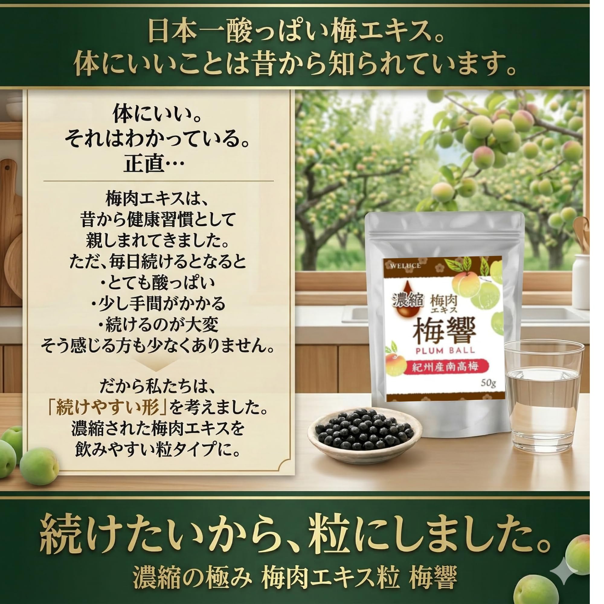Amazon | 濃縮の極み 梅肉エキス粒 〜梅響〜 PLUM BALL｜紀州産南高梅