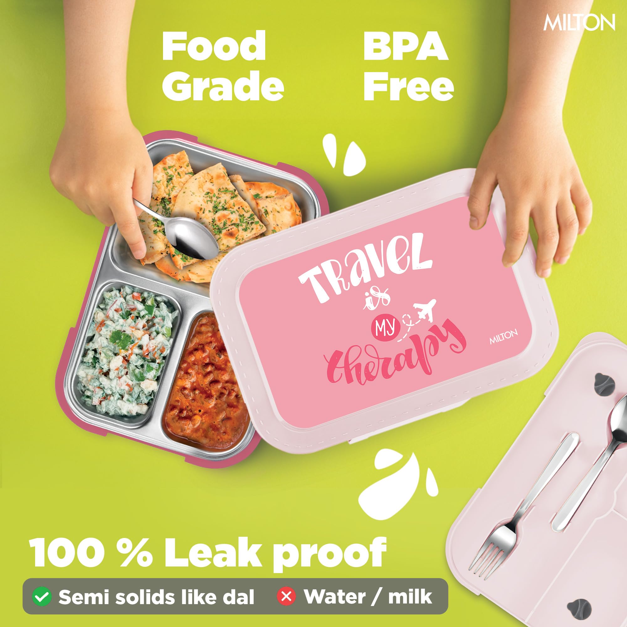 Milton Bravo 3 Stainless Steel Tiffin Box - Leak-Proof Lunch Box -3 Milton Bravo 3 Stainless Steel Tiffin Box - Leak-Proof Lunch Box -3