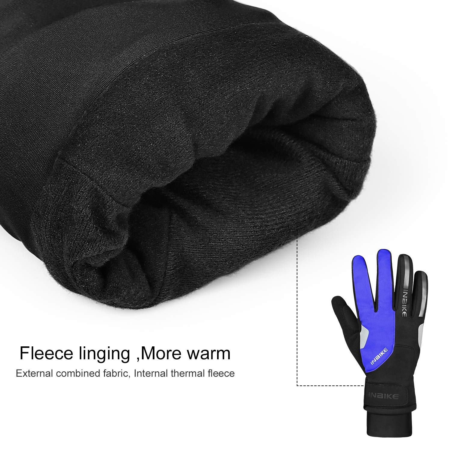 INBIKE Winterhandschuhe Herren Damen Fahrradhandschuhe Warm Ski Handschuhe  Mnner Winddicht Wasserdicht Touchscreen Stodmpfende Reflektierend fr  Radsport Skifahren Snowboard (Blau,L) : Amazon.de: Fashion