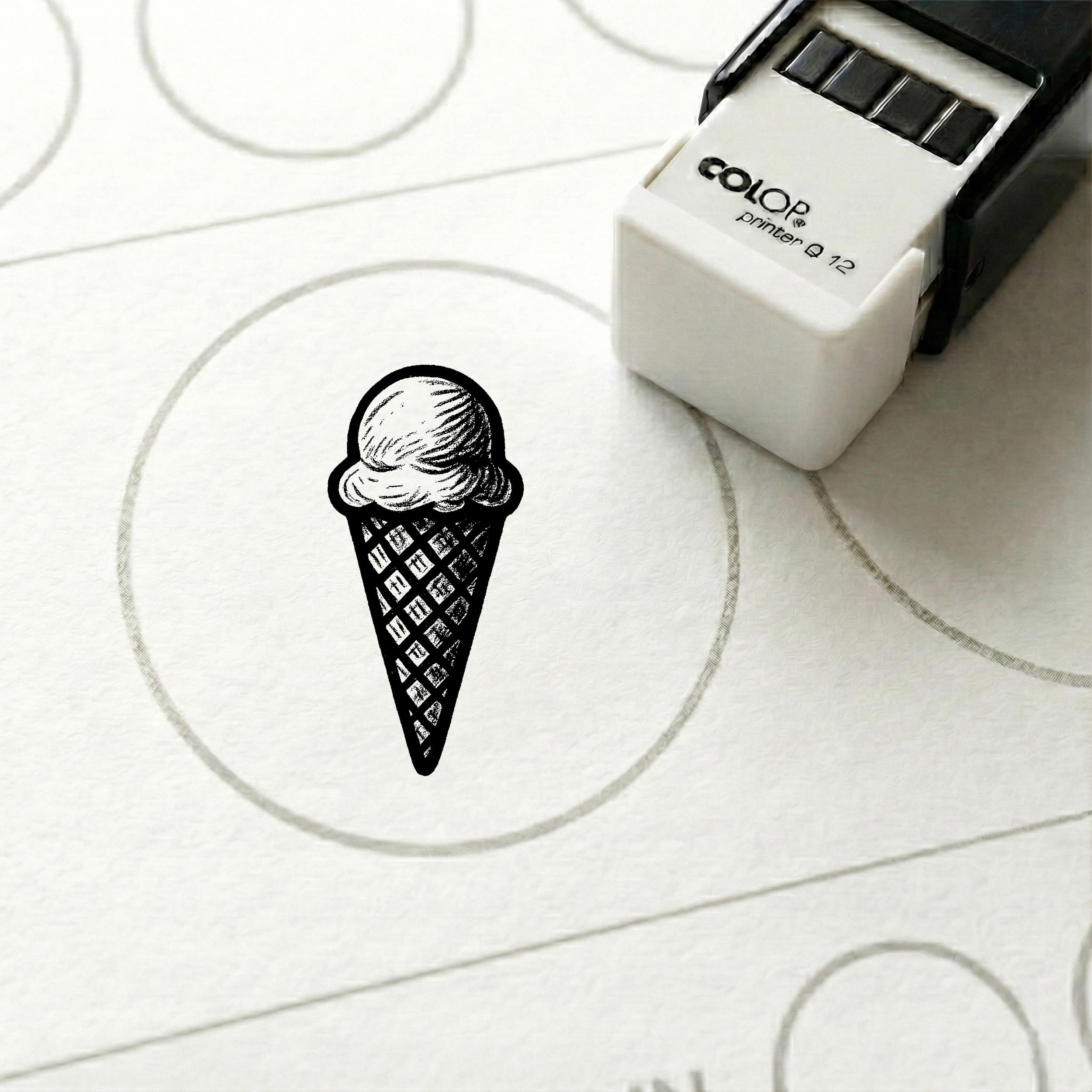 Dekolando Bonus Stamp Ice Cream Cone 10 x 10 mm - Bonus Card Stamp for Ice Cream Parlor Gelateria CafΓ© Dessert Shop - Stamp Bonus Card Customer Card Stamp Card
