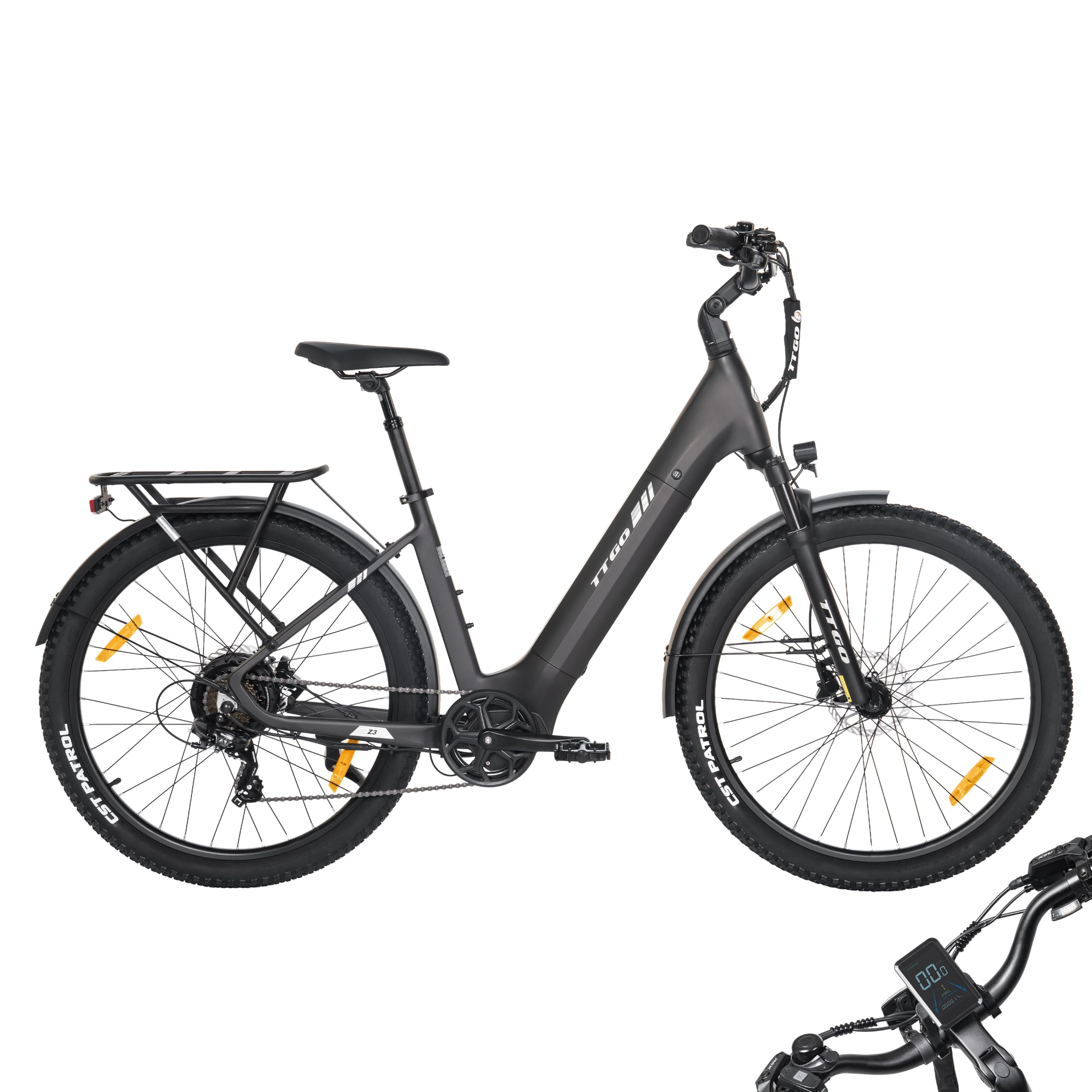 ttgo Vélo électrique Z3 27,5", pour homme et femme, Pedelec avec batterie 48 V 15 Ah, portée jusqu'à 120 km, moteur arrière 250 W 70 Nm, Shimano 7 vitesses, freins à disque hydrauliques StVZO, cadre