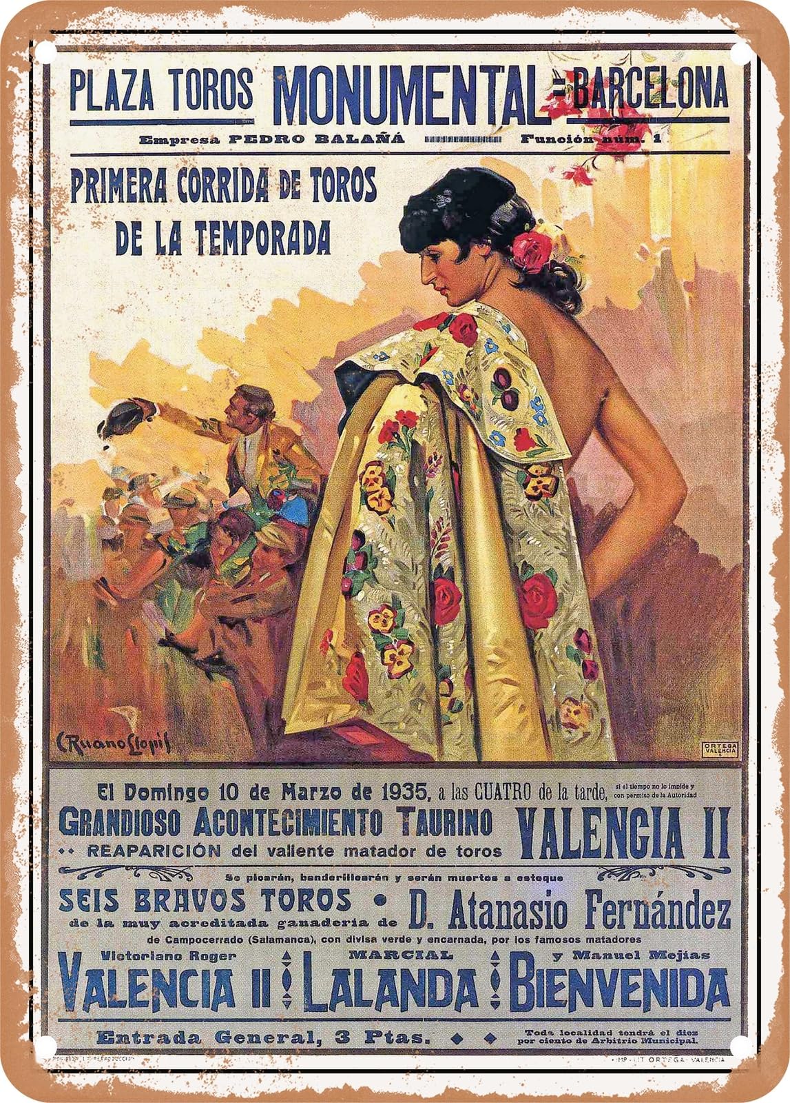 Miaomansenstore Metal Sign - 1935 Monumental Bullring Barcelona Vintage Ad Home Decor