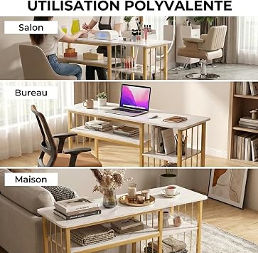 Manicure Table, Modern Nail Salon Desk, Marble Manicure Station with Multiple Open Shelves, Manicure Table for Beauty Salons, Spa, Home (White)