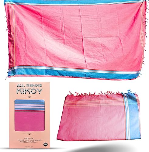 Miniatura 4 de Kikoy Toalla, Toalla de playa, Sarong África (Rosa con Azul)