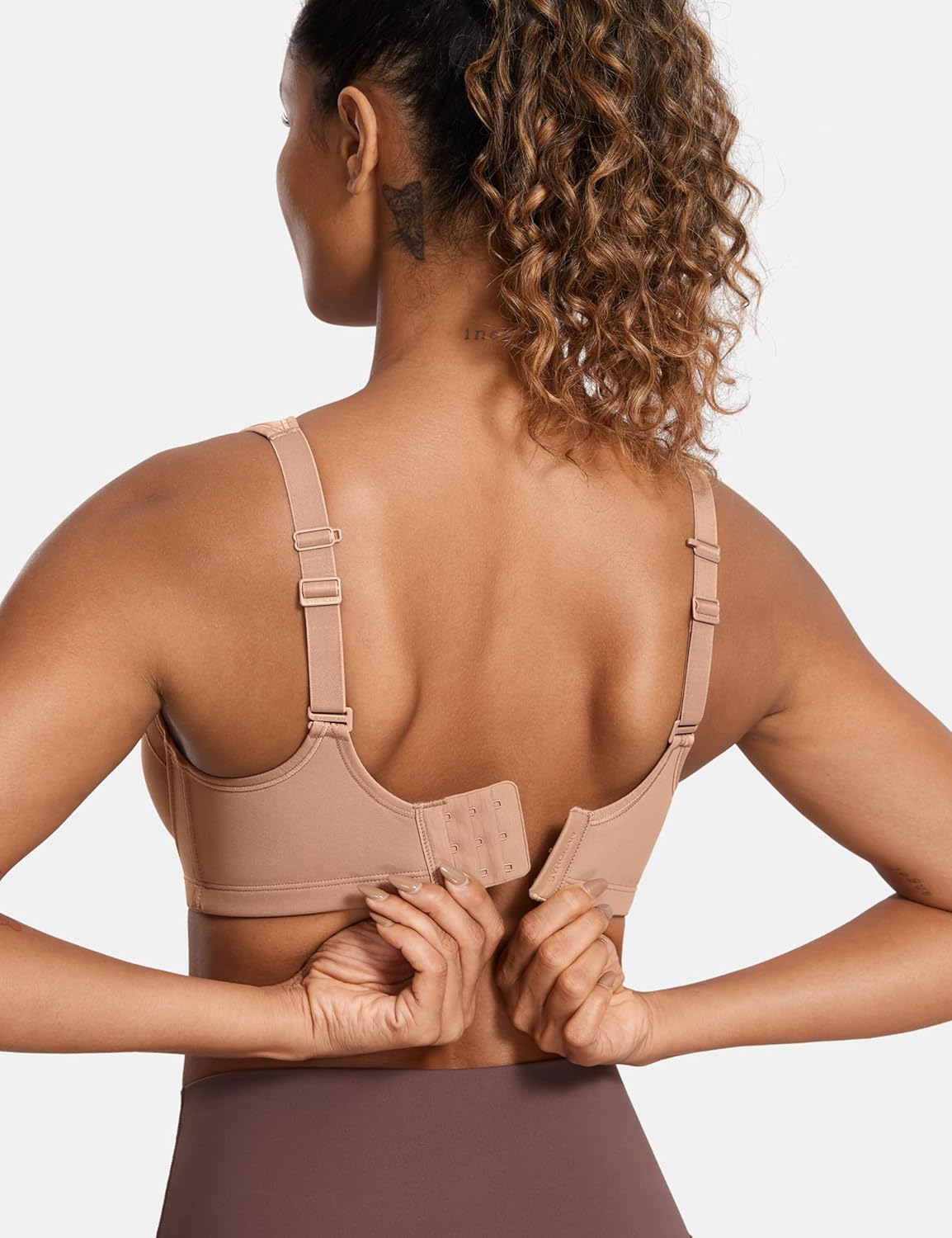 SYROKAN Women's High Impact Removable Pads Sports Bra Underwire Full Coverage Support Workout Running Bra - Image 3