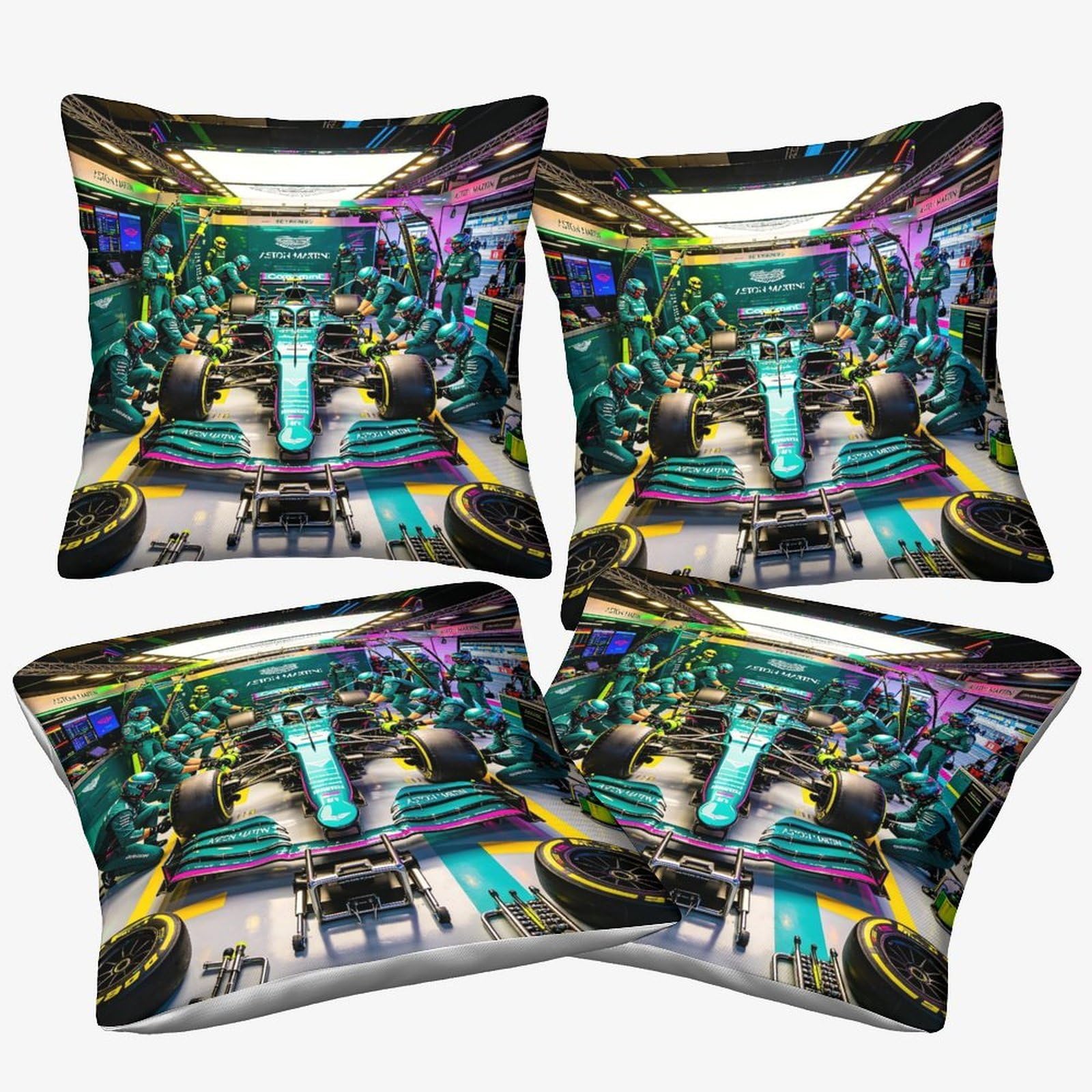 Dafufbw Astonmarting Racing-1 Astonmarting Racing Cushion Cover 40X40cm, 4Pcs, Pit Stop Throw Pillow Case Decor For Home Livingroom Couch Bedroom Sofa Decorate