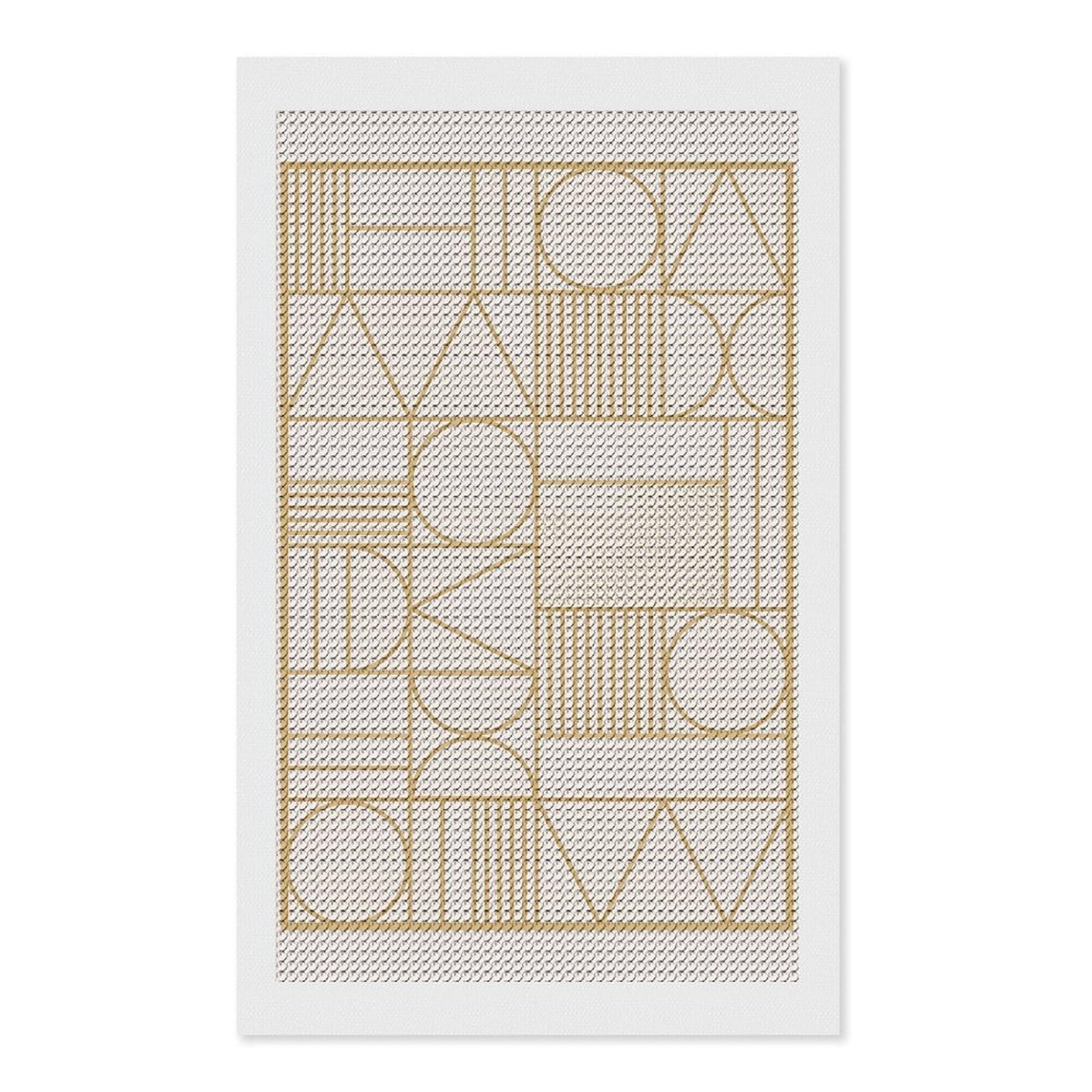 Junmoney Geometric Abstract Art Print Diamond Art Kit 12"x20", Modern Decor, Farmhouse Decor, Home Wall Art, Festive Craft Gift, Handmade Wall Decor