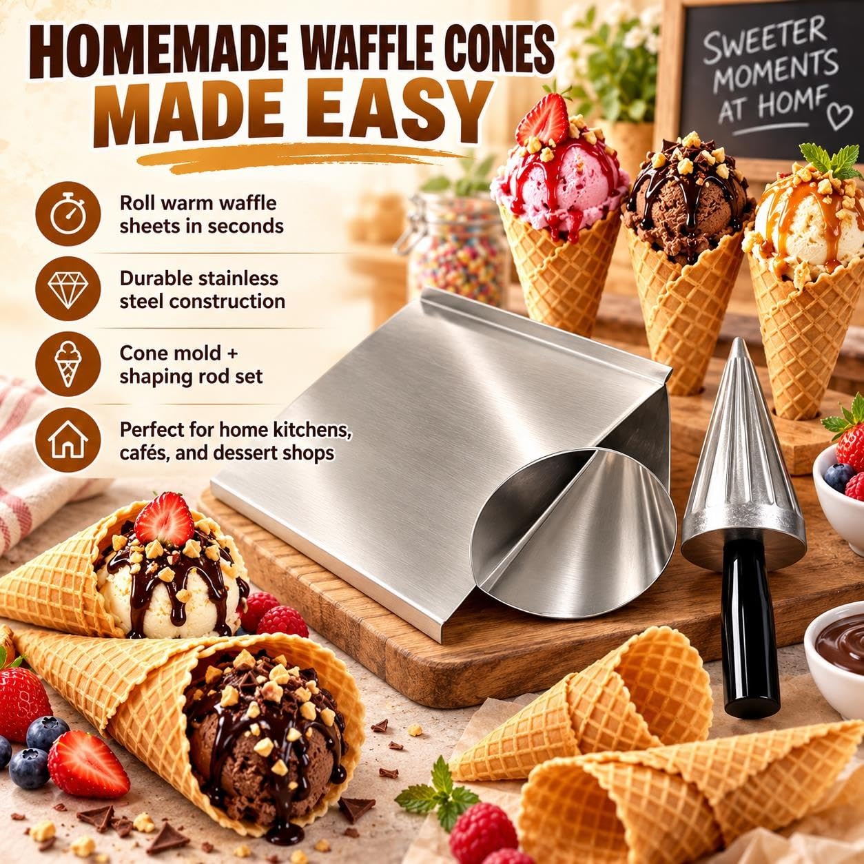 Moldeador De Conos De Helado, Fabricante De Conos Enrollables A Mano