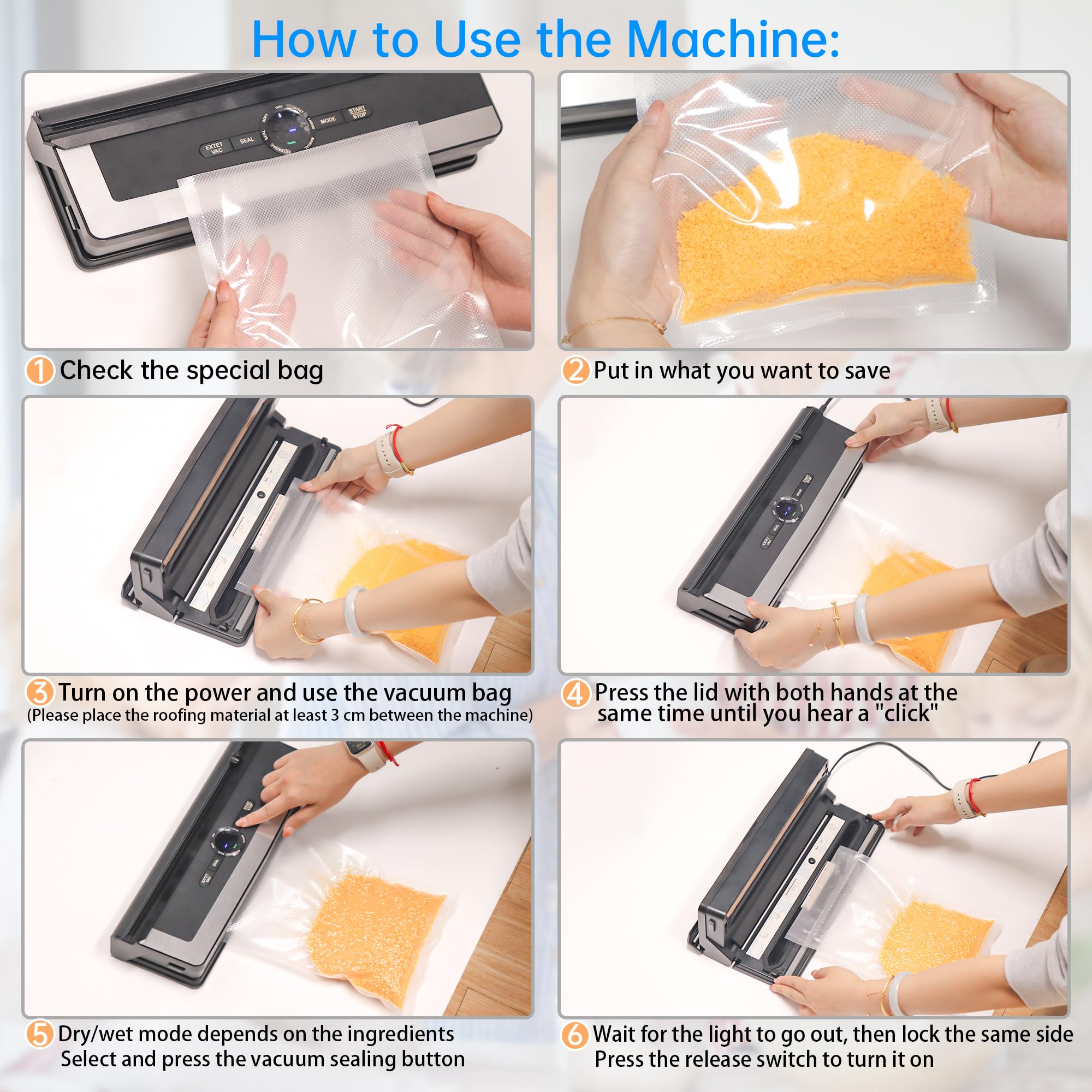 Envasadora al vacío 5 en 1, 85 KPA, sellador al vacío para alimentos, con 5 bolsas de envasado al vacío, dispositivo profesional con cortador y cuenta atrás digital, ideal para cocina y restaurante