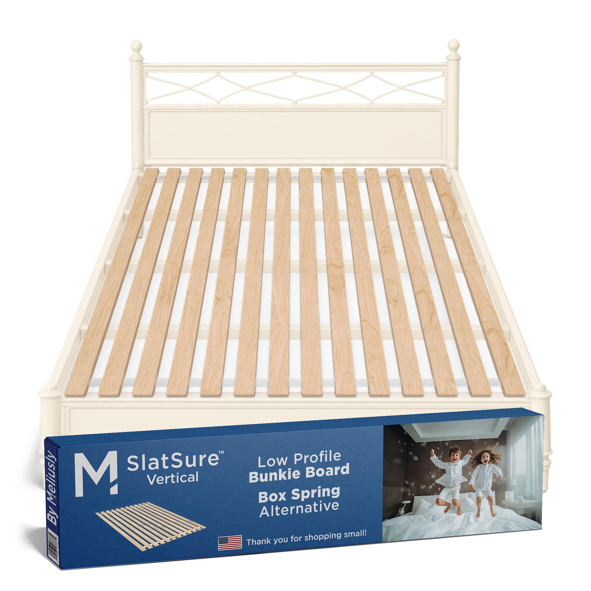 Meliusly SlatSure King Size Bunkie Board - Heavy Duty Vertical Bed Slats & Foldable Wooden Support Board for Sagging Mattress or Platform Bed Frame, Box Spring Alternative and Replacement