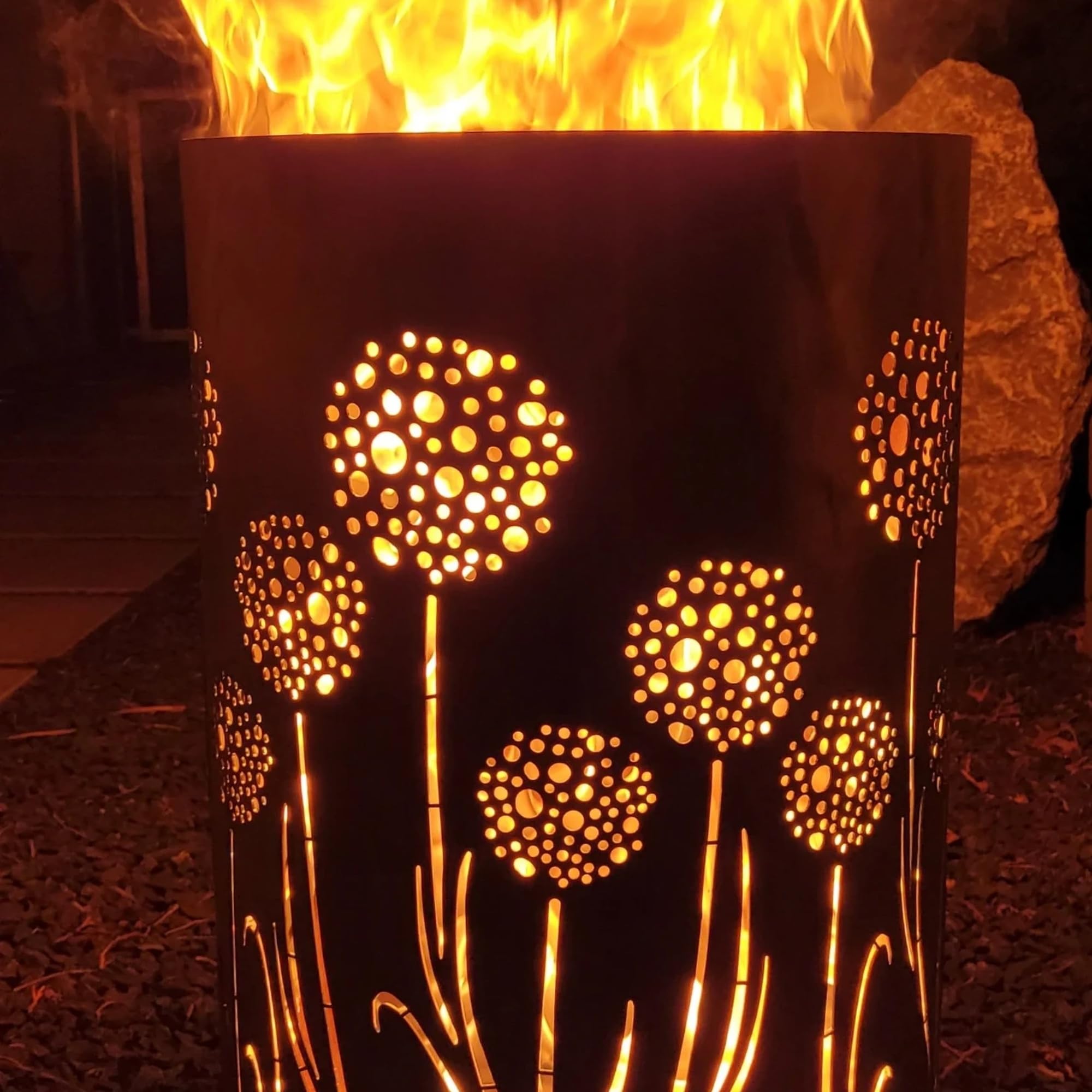 Feuertonne Feuerkorb mit Pusteblume Motiv