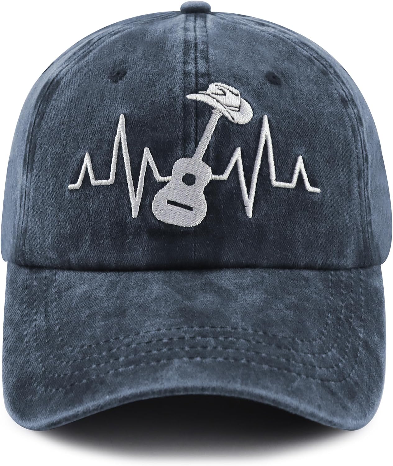 Country Music Guitar Heart Beat Hat for Men Women, Classic Embroidered Guitar Decor Musicians Baseball Cap