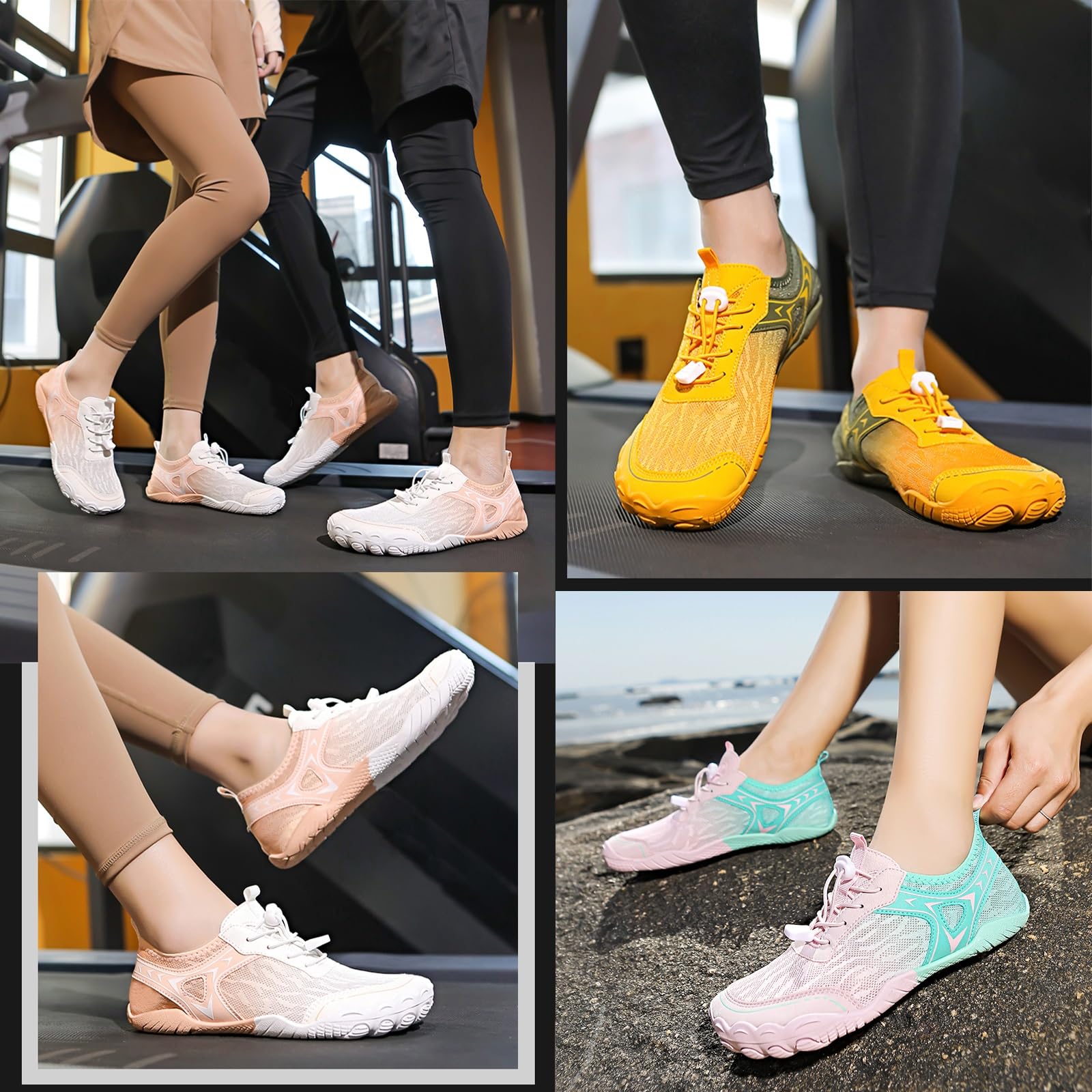 Scarpe di messa a terra con rame, scarpe a piedi nudi con messa a terra for donne e uomini, antiscivolo, leggere, comode, morbide, con punta larga, for camminare sulla spiaggia(B-Black,43 EU)