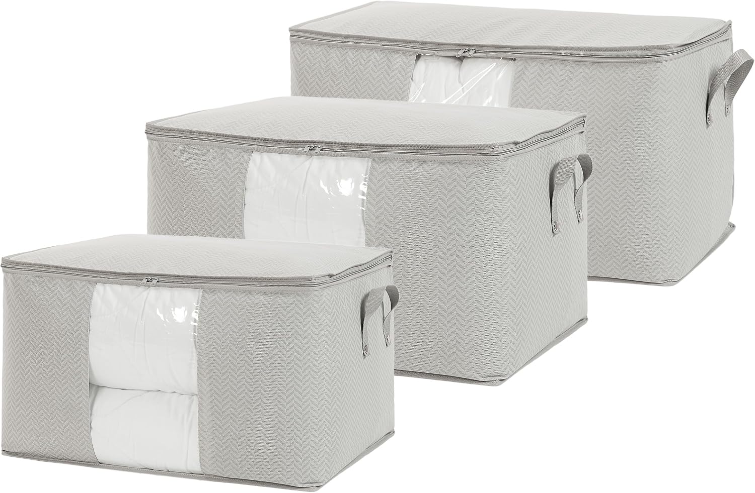 Ocean Home Textile 3'lü Pvc Pencereli Gri Balıksırtı Hurç Set