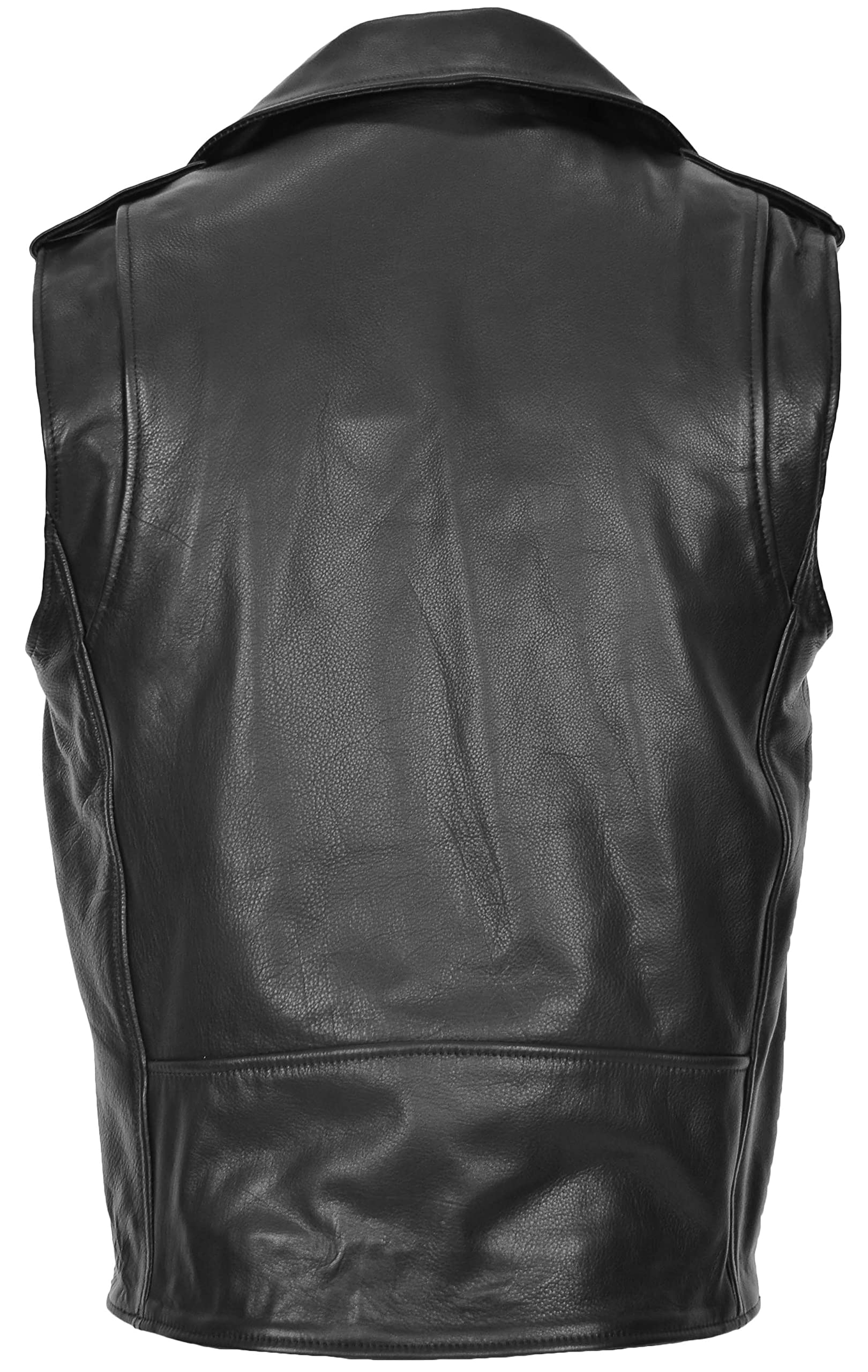 House Of Leather Gilet de motard en cuir véritable pour homme Brando Style Vest Jones Noir