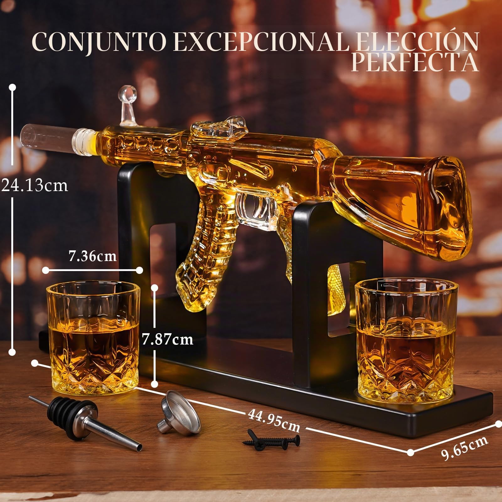 Oaksea Juego de regalo de whisky de Navidad para hombres, juego de decantador de whisky AK47 con 2 vasos, regalos de cumpleaños únicos para papá abuelo, regalos secretos geniales de Papá Noel para él