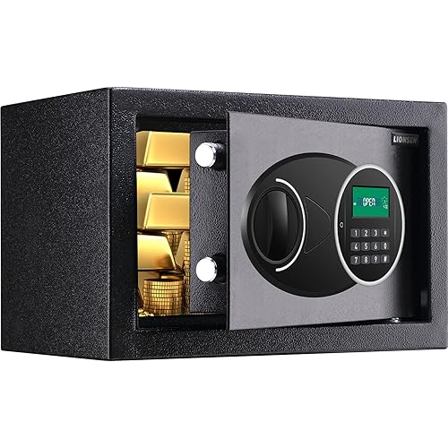 Fireproof Small Safe Box for Money, Fireproof Security Box with Digital Keypad and Removable Shelf, Digital Safe for Firearm Medicine Money Documents Valuables