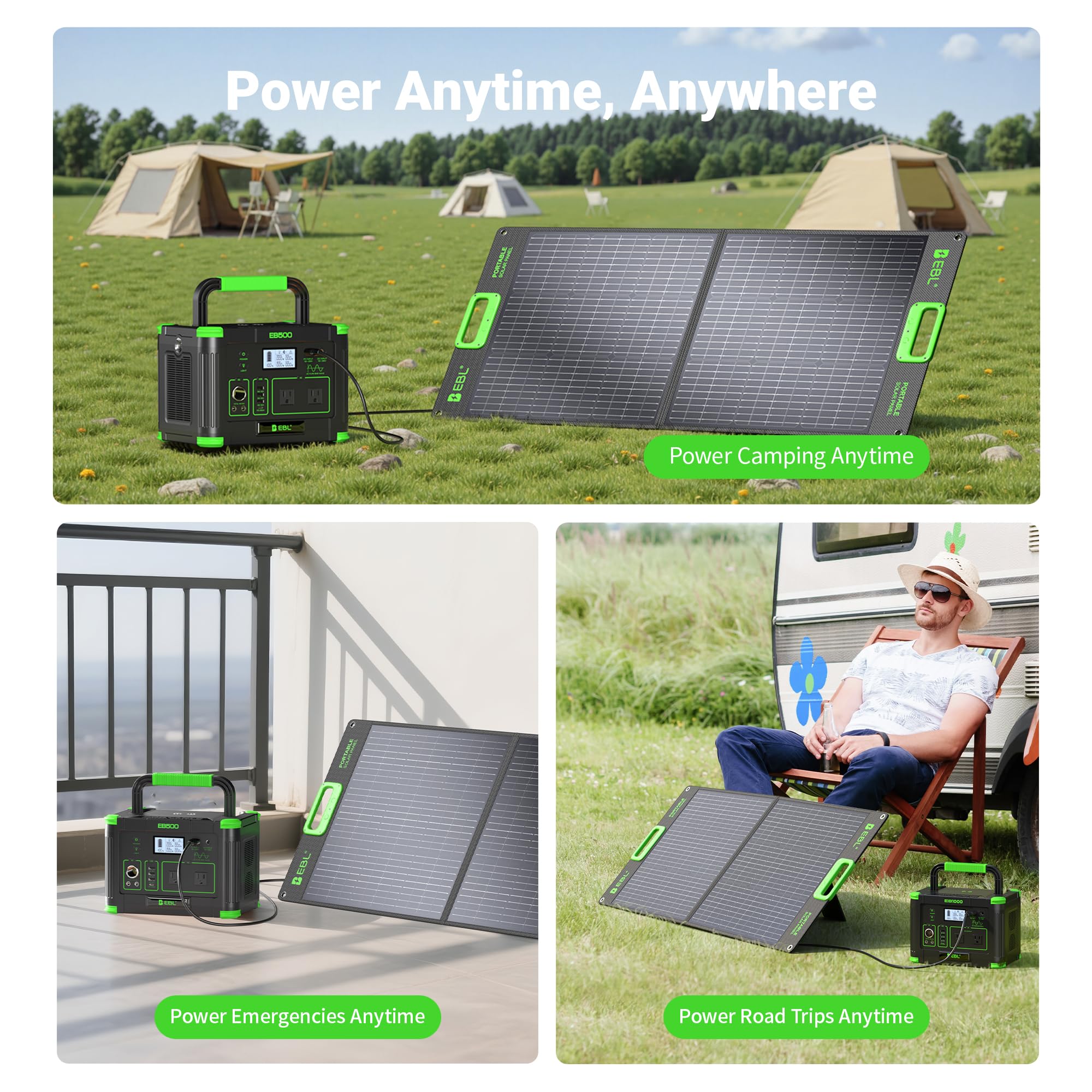 GRECELL Pannello solare da 100 W per centrale elettrica, pannello solare pieghevole portatile da 21,5 V, con caricabatterie rapido e cavalletto regolabile, caricabatterie solare per campeggio, camper,