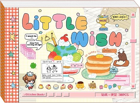 Cute Japanese Sticker Book, 30 Sheets Kawaii Japan Stickers for Journal Supplies, Multi-Texture Decal Decor for DIY Scrapbook Planner Little Wish-D12