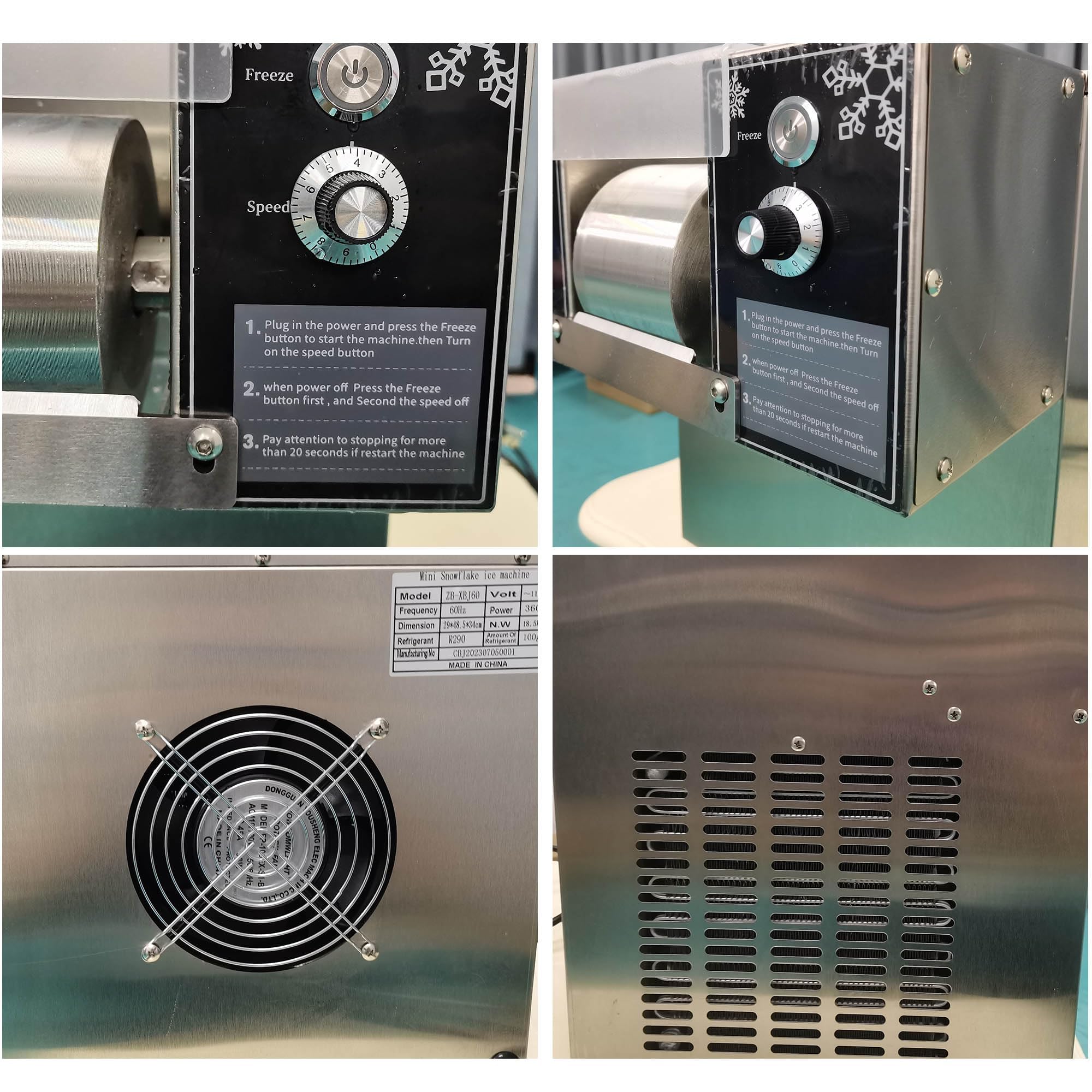 Kommerzielle Schneeflockeneismaschine, Kleiner Schneekegel-Slushie-Maker, Schneeflockeneis-Rasierer, Eisproduktion 132LBS/24H, Einstellbare Geschwindigkeit, Für Restaurant, Supermarkt, Café