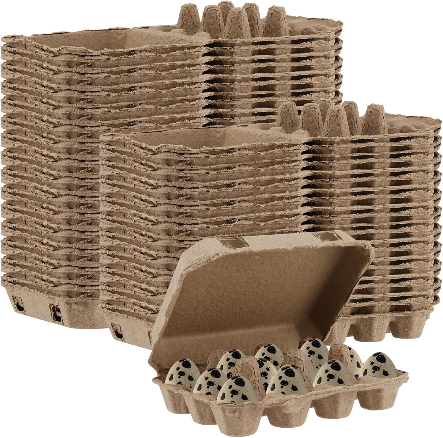 JEUIHAU 50 PCS Quail Egg Pulp Cartons, Quail Egg Cartons Cardboard, 3 x