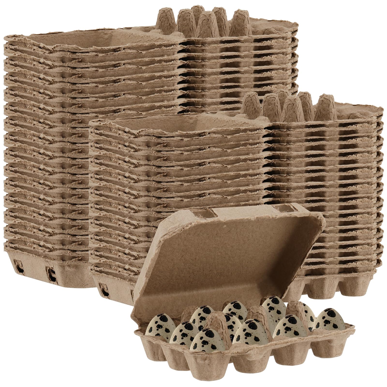 Jeuihau Pulp Color 50 Pcs Quail Egg Cartons Bulk, 3 X 4 Square Paper Pulp Dozen
