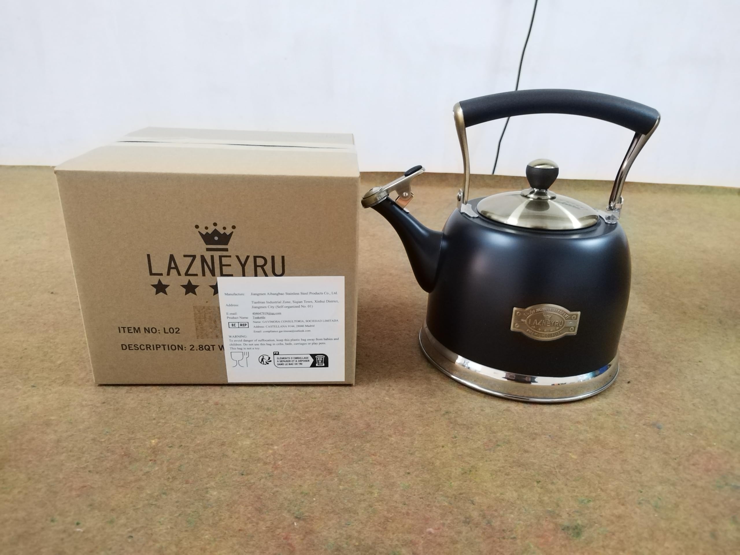 3L Hervidor de agua de acero inoxidable para camping, té en tetera con asa, placa de inducción y estufa de gas, cocina silbante