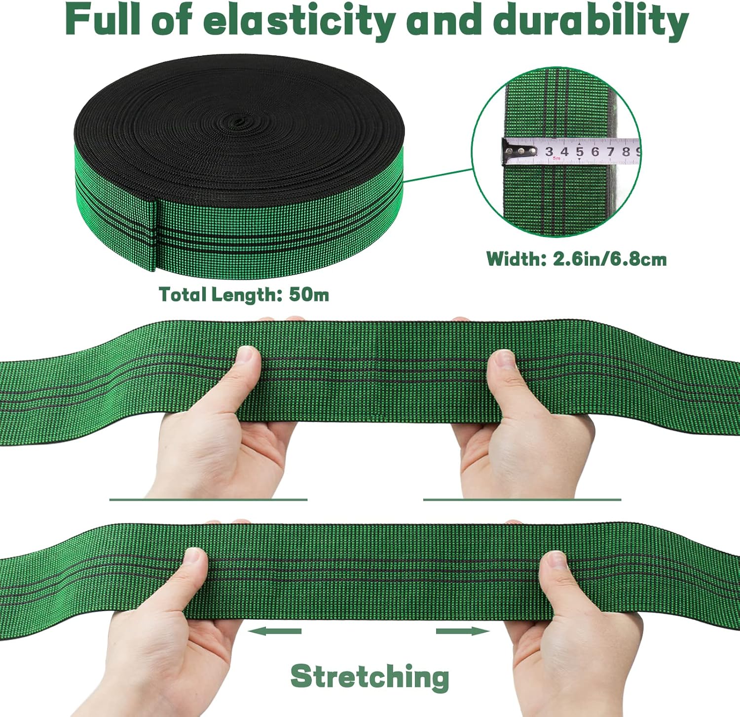 164 Ft Sofa Elastic bing, TANOSAN Replacement Elastic bing Kit Lawn Chair bing, High