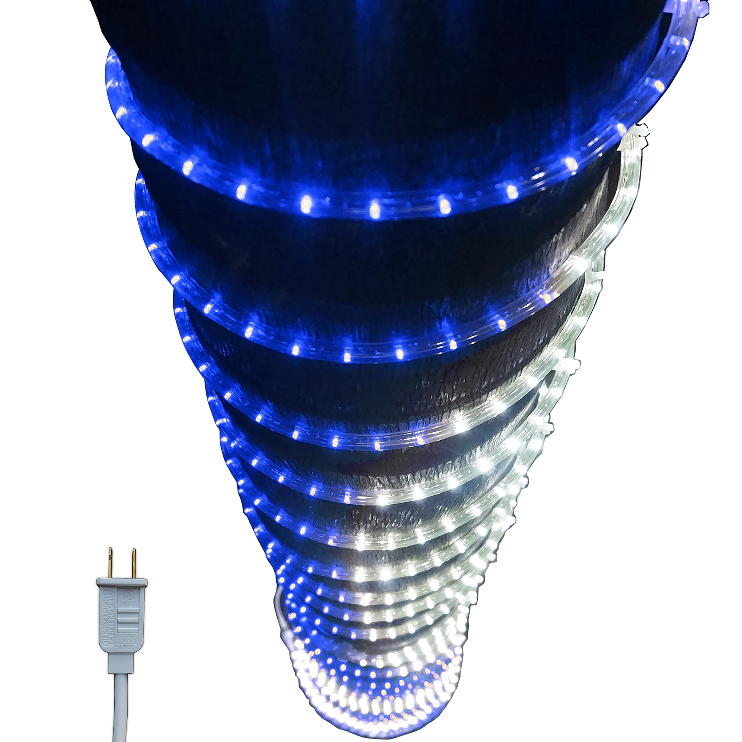 Russell Decor Patriotic Rope Lights Connectable White Blue 100 Ft