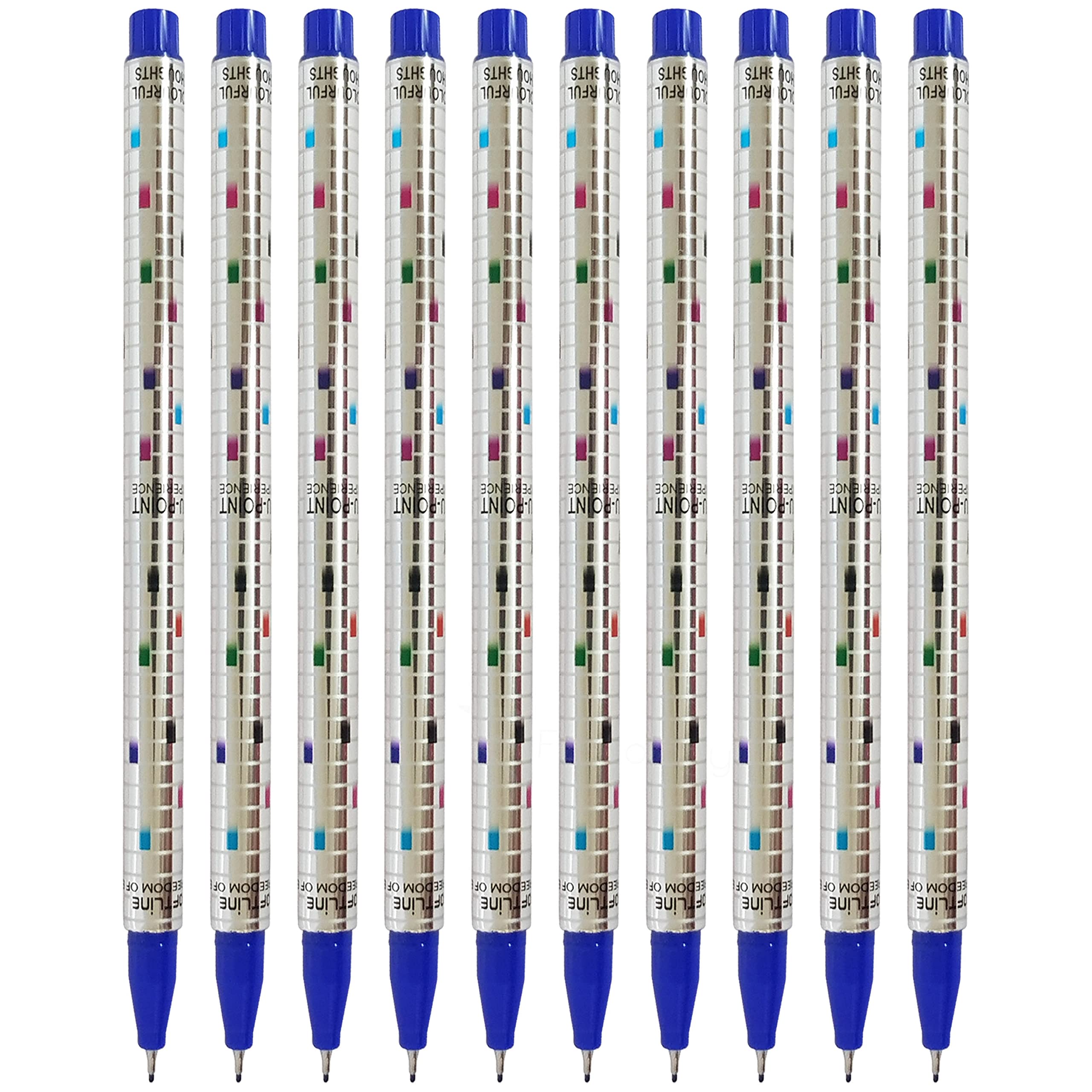 Fineliner Pens, BLUE, Extra Fine Point (0.3mm), Pack of 10, ADD Nu-FL Fine Line Pens, Draw Sketch Write, School Office Home, PATEL Black Ball Pen