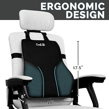 ComfiLife Lumbar Pillow + Foot Rest Bundle Lumbar Support Pillow for Office Chair Foot Rest for Under Desk Improves Posture Helps Back Pain Relief