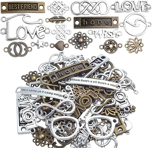 Aylifu Encantos de conector de palabras, Metal Plata, No es una piedra preciosa